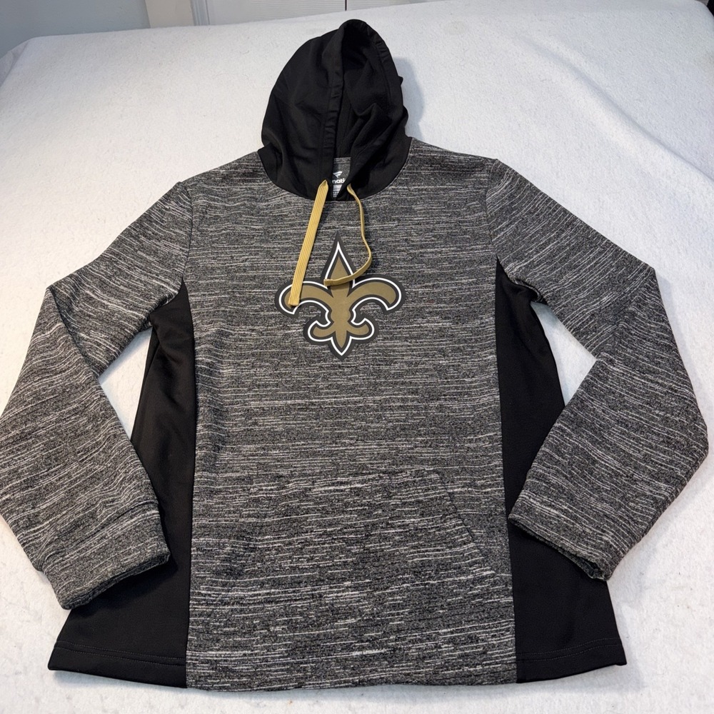 New Orleans Saints Fanatics Hoodie Mens Gray And Black Size Medium EUC